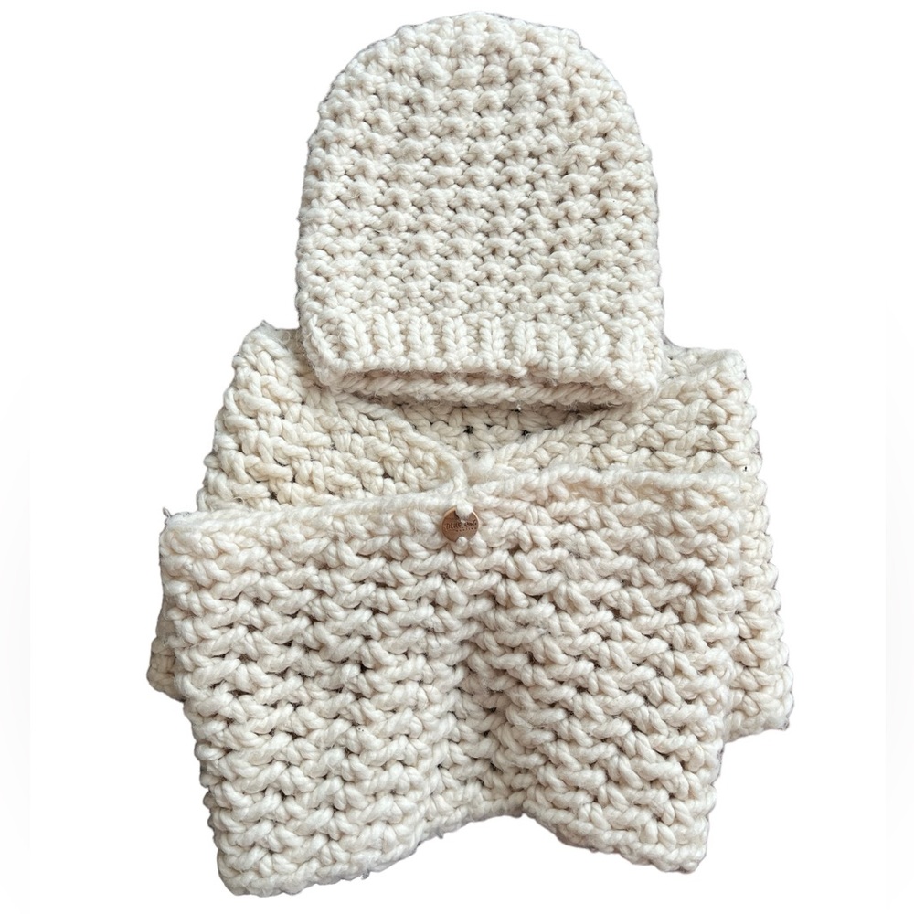 Blue Dog Open Knit Crochet Matching Scarf and Hat Set